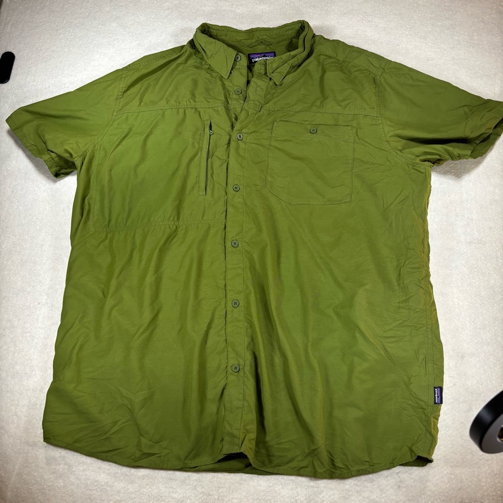 Patagonia Men’s XXL Gallego Shirt Short Sleeve Button Up Hiking Shirt Green